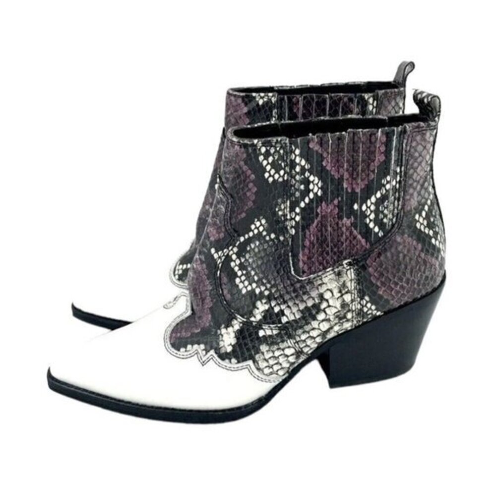 Sam Edelman Boots White Snake Print Western Ankle Boots Sz 6 New $180